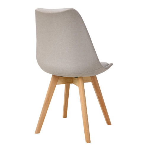 Gaston chair pakoworld beige pp-fabric and wooden leg in natural shade56.5x43x83.5cm