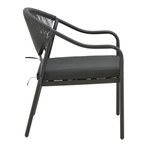 Armchair Jerqui pakoworld wicker rattan black-metal black legs-black cushion  60x64x78cm Armchair Jerqui pakoworld wicker rattan black-metal black legs-black cushion  60x64x78cm