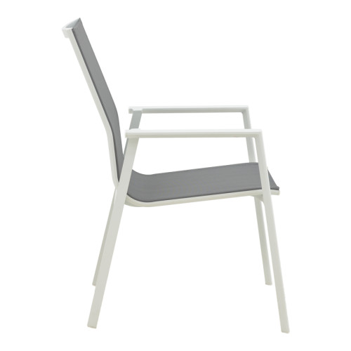 Garden armchair Dashiell  pakoworld metal white textilene light grey 71x58x94cm