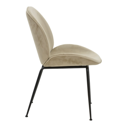Chair Adelaide pakoworld beige velvet-black leg 47x64x88cm
