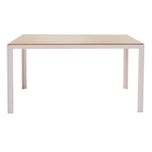 Dining table Nares-Clutch A set of 5 pakoworld white aluminum and plywood in a natural shade 140x80x72.5cm