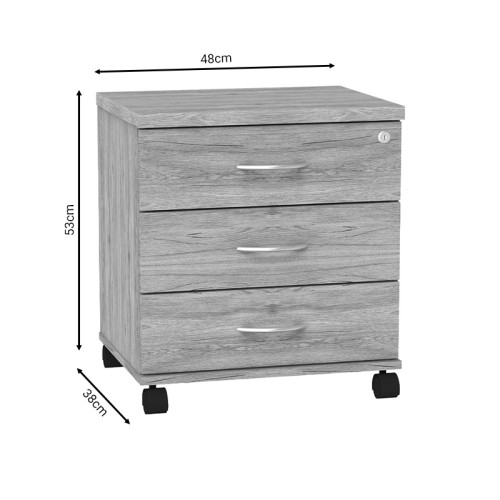 Office chest of drawers on casters professional Anze pakoworld natural melamine 48x38x53cm