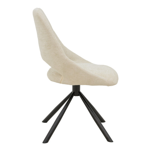 Chair Luciano pakoworld cream fabric and black metal leg 52x58x86cm