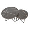 Crismory pakoworld coffee table set of 2 MDF in black marble shade and black metal legs