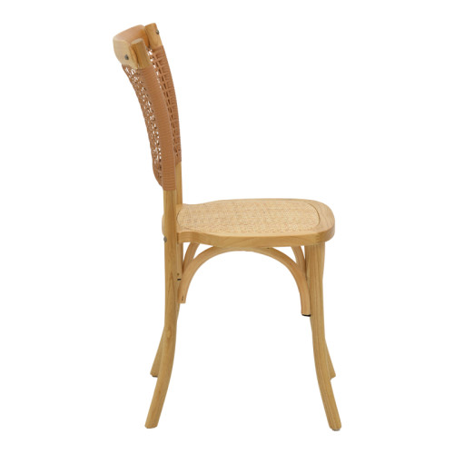 Chair Karley pakoworld natural beech wood-natural rattan seat 48x52x89cm