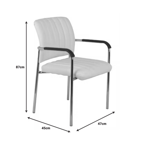 Cazen stackable guest chair pakoworld white pu-chrome leg 47x45x87cm