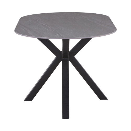 Makrey table pakoworld gray marble ceramic-black metal 160x90x75cm