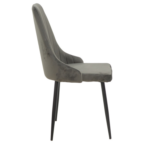 Chair Azori pakoworld velvet dark grey-black metal leg 49x55x85cm