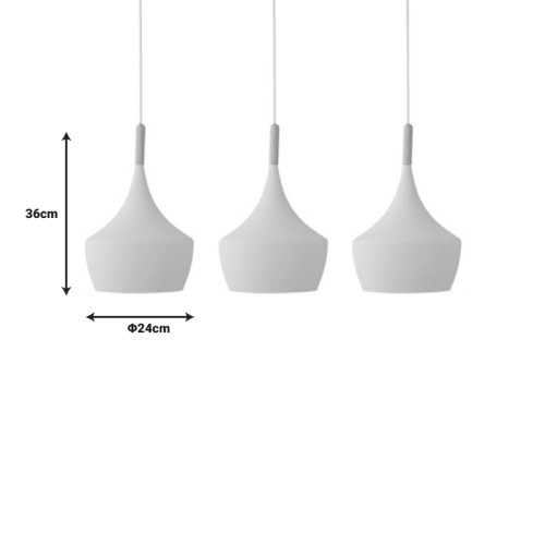 Three-light ceiling lamp Eracile II pakoworld white metal 84x24x179cm