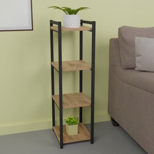 Floor shelf Harvey pakoworld black metal and melamine in a natural shade 33x28x100cm