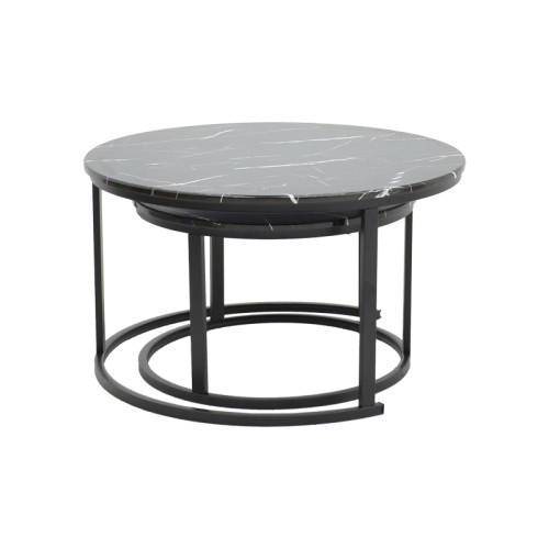 Coffee table Revelon pakoworld set of 2 black marble 80x80x45cm