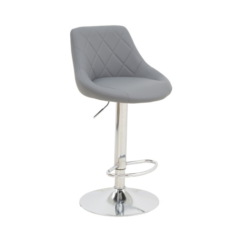 Bar stool Boronez height adjustable grey pu-chrome base 47x49x112cm Bar stool Boronez height adjustable grey pu-chrome base 47x49x112cm