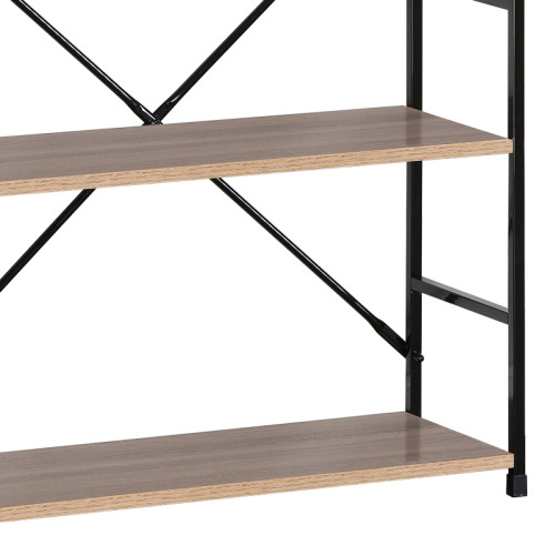 Bookcase-rack Manlo pakoworld natural-black steel 58.6x23.5x80cm Bookcase-rack Manlo pakoworld natural-black steel 58.6x23.5x80cm
