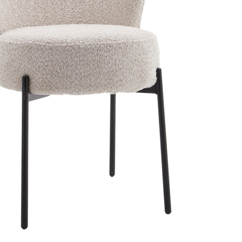 Стол Houlian екрю дамаска-черен метален крак 46x66x89см