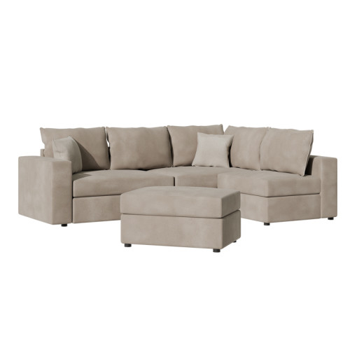 Reversible polymorphic sofa London pakoworld grey-beige fabric-light grey cushions 296x246x95cm