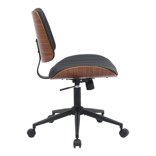 Work desk chair Amani pakoworld black pu-walnut plywood 52x54x90.5cm Work desk chair Amani pakoworld black pu-walnut plywood 52x54x90.5cm
