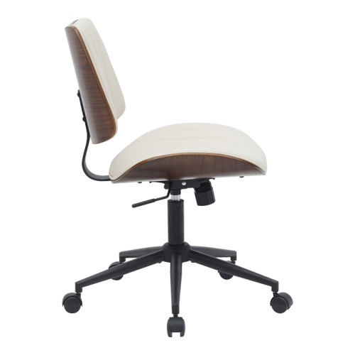 Office chair Amani pakoworld beige pu-walnut plywood 52x54x90.5cm Office chair Amani pakoworld beige pu-walnut plywood 52x54x90.5cm