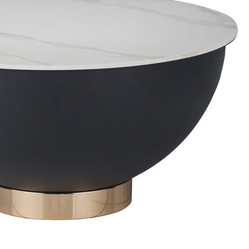 Side table Erasmine Inart white marble sintered stone D70x37cm