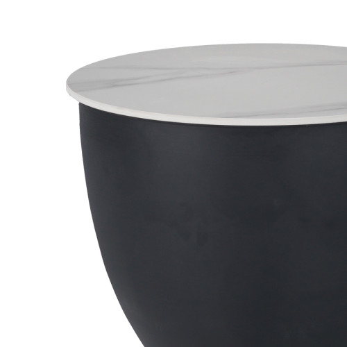 Side table Erasmine Inart white marble sintered stone D50x45cm