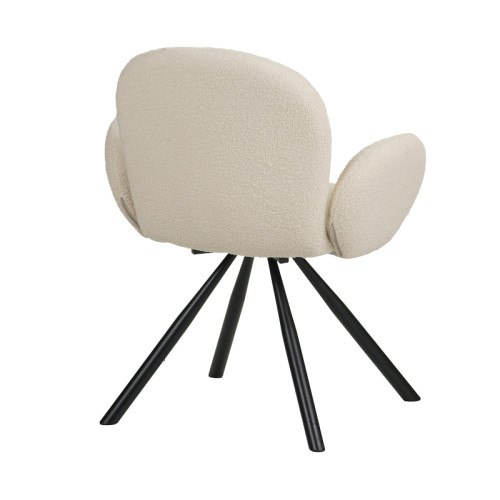 Armchair Garzele Inart beige fabric-leg black metal 68x66x82.5cm