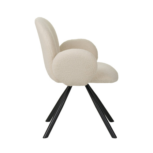 Armchair Garzele Inart beige fabric-leg black metal 68x66x82.5cm