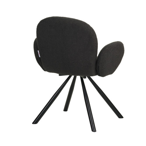 Armchair Garzele Inart charcoal fabric-leg black metal 68x66x82.5cm