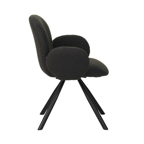 Armchair Garzele Inart charcoal fabric-leg black metal 68x66x82.5cm