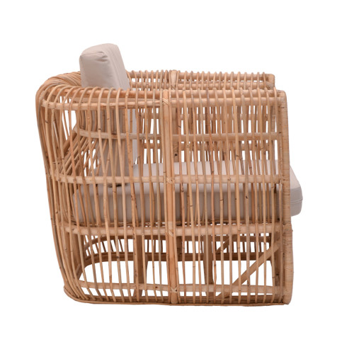 Armchair Fajole natural color rattan pe-beige cushion 86x86x66cm Armchair Fajole natural color rattan pe-beige cushion 86x86x66cm