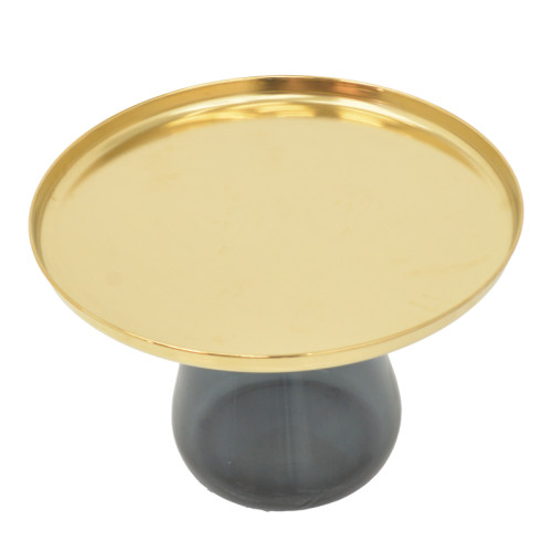 Coffee table Lafo Inart gold chrome-black glass D60x42cm
