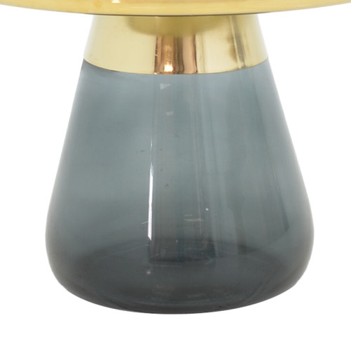 Coffee table Lafo Inart gold chrome-black glass D60x42cm