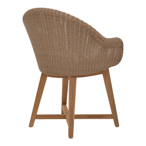 Armchair Solso pakoworld aluminium skeleton with teak leg wood in natural shade and cream cushion 62x58x78cm
