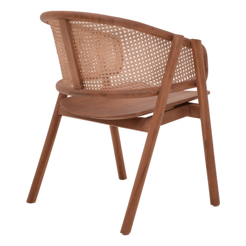 Armchair Anlene pakoworld walnut teak wood skeleton with beige color rattan 62x54x82cm