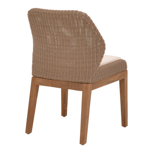 Swinton chair pakoworld aluminium skeleton teak leg wood in natural shade and cream fabric 53x63x86cm