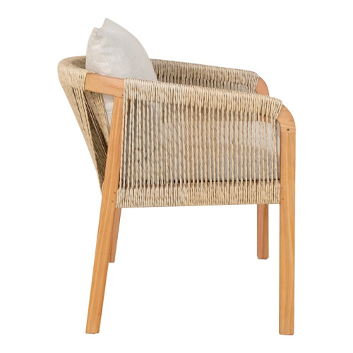 Armchair Clarin teak wood skeleton and pu in natural shade 55x65x73cm
