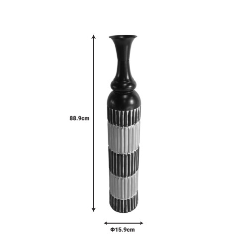 Decorative vase Thund Inart metal in black and natural shade D15.9x88.9cm