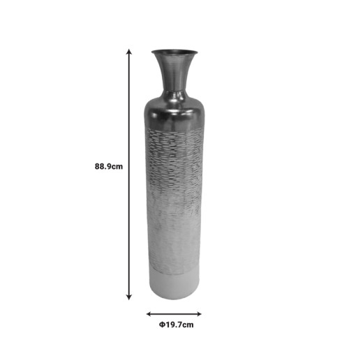Decorative vase Goro Inart metal in white and rose gold color D19.7x88.9cm