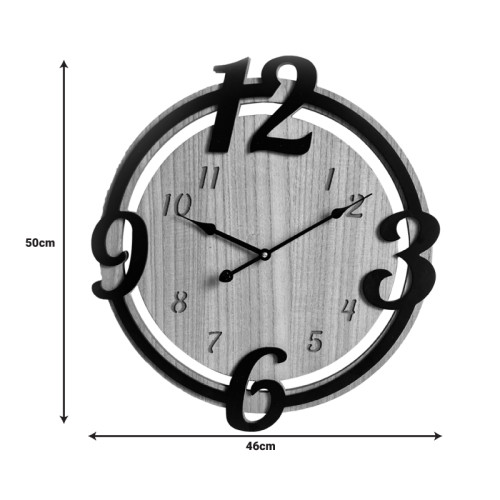 Wall clock Anga Inart metal in black shade 46x3.5x50cm Wall clock Anga Inart metal in black shade 46x3.5x50cm