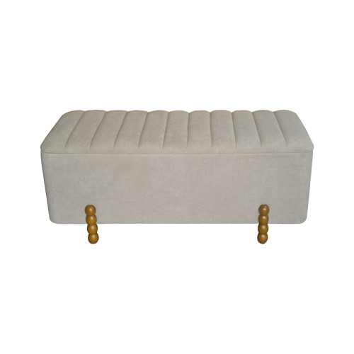 Daph Inart trunk stool set of 2 velvet fabric in beige and white shade