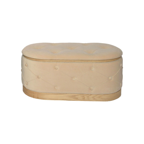 Royel Inart chest stool set of 2 velvet fabric in black and beige shade