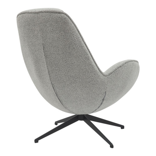 Armchair rotating Flago boucle fabric in light gray shade 85x88x103.5cm