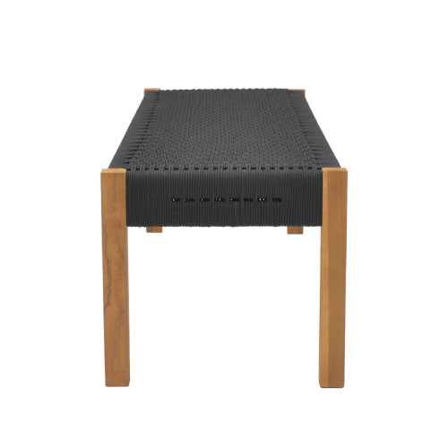 Bench Uma pakoworld teak wood and rope in black shade 120x45x40cm