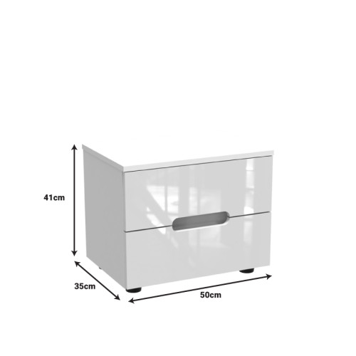 Afina bedside table pakoworld mdf-melamine in white glossy color 50x35x41cm