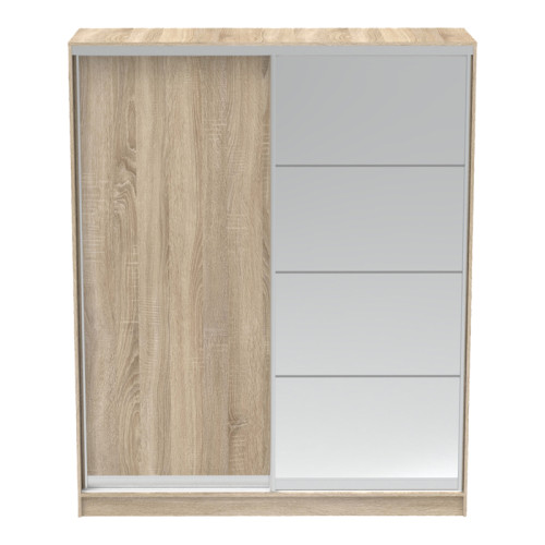 Aparador pakoworld two-leaf sliding wardrobe with mirror melamine in sonoma color 180x60x220cm