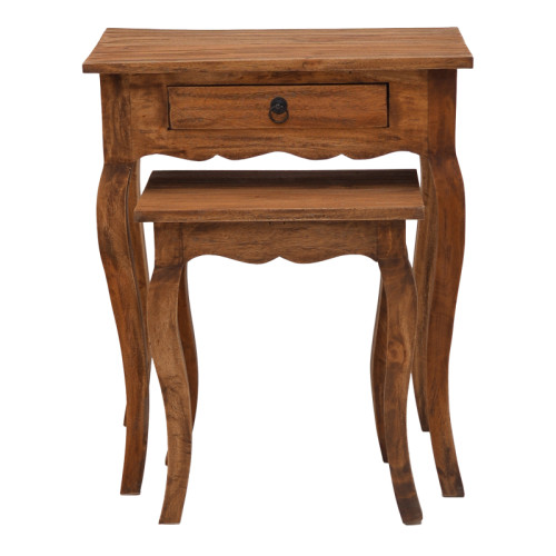 Console with side table Nesto pakoworld set of 2 natural antique mahogany wood