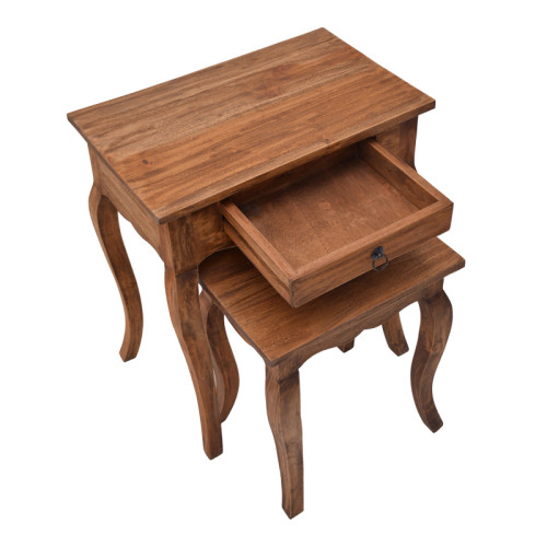 Console with side table Nesto pakoworld set of 2 natural antique mahogany wood