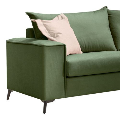 Verona 3-seater sofa dark green fabric with cream cushions 225x93x100cm Verona 3-seater sofa dark green fabric with cream cushions 225x93x100cm