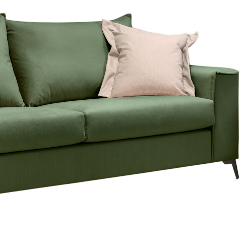 Verona 3-seater sofa dark green fabric with cream cushions 225x93x100cm Verona 3-seater sofa dark green fabric with cream cushions 225x93x100cm