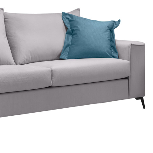 Verona 3-seater sofa light grey fabric with blue cushions 225x93x100cm Verona 3-seater sofa light grey fabric with blue cushions 225x93x100cm