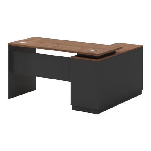 Desk with left corner Oscar pakoworld melamine in walnut-charcoal shade 140x120x76cm