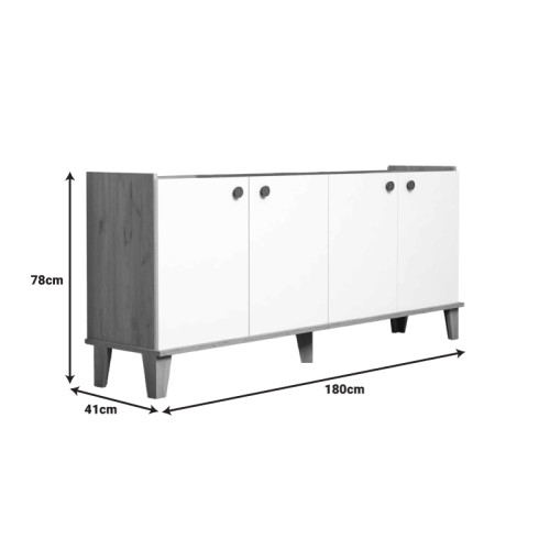 Lethak pakoworld sideboard in oak-white shade 180x41x78cm
